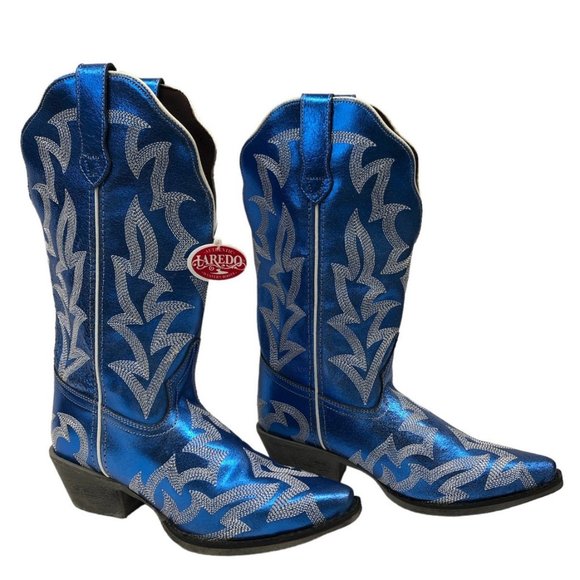 Laredo Shoes - Laredo Sparkly Blue Women's Western Cowgirl Boots Size: 7.5